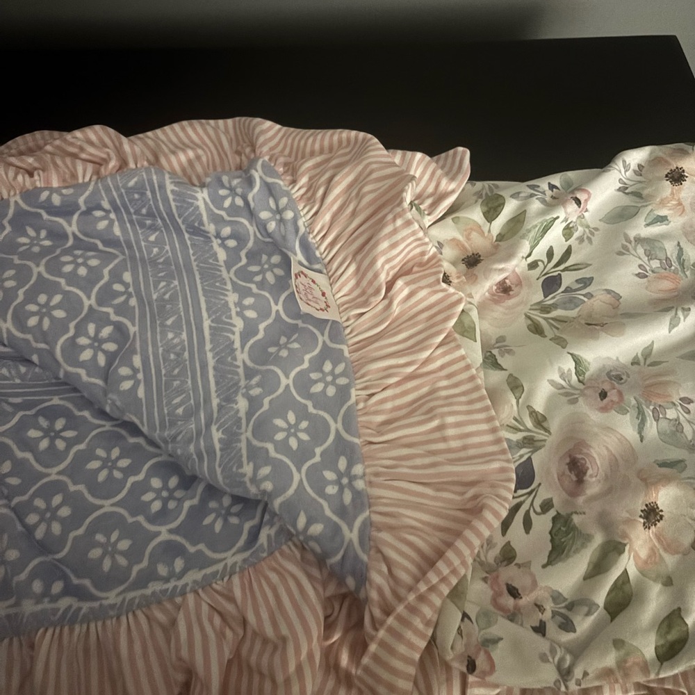 Cheeky Plum Pink and Blue Floral Bedding Set